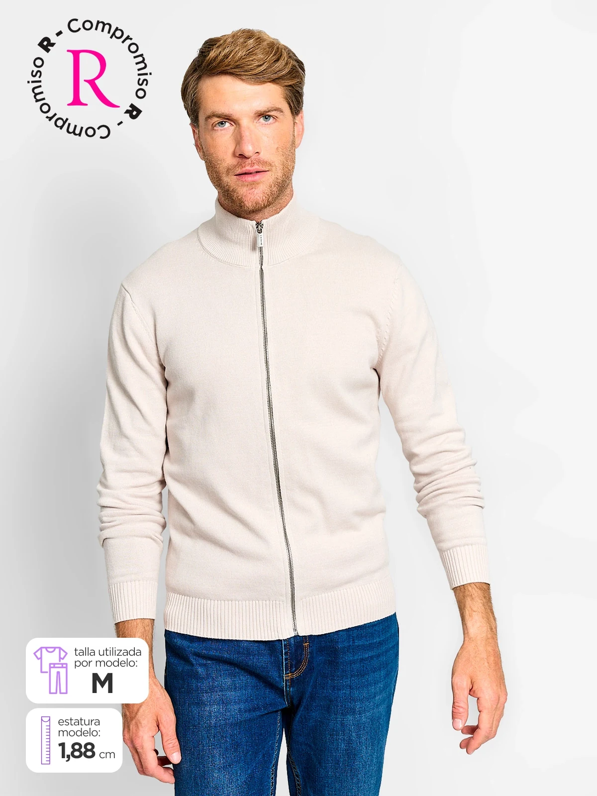 SWEATER HOMBRE CACHAREL ALGODÓN FULL ZIPPER - 1