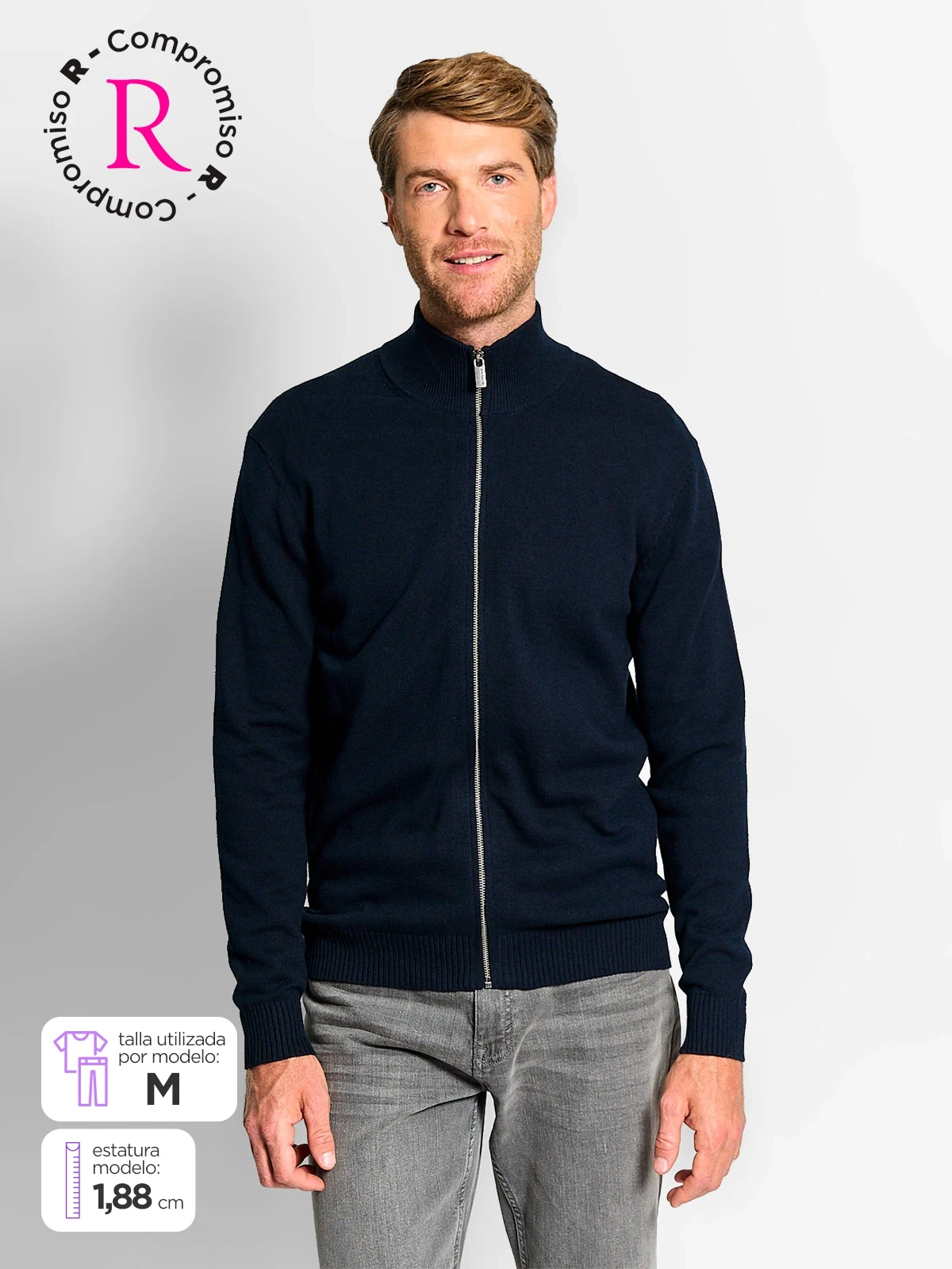 SWEATER HOMBRE CACHAREL ALGODÓN FULL ZIPPER - 1