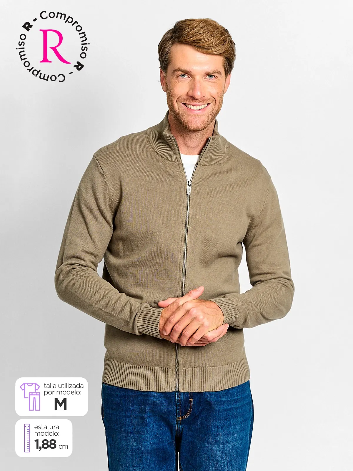 SWEATER HOMBRE CACHAREL ALGODÓN FULL ZIPPER - 1