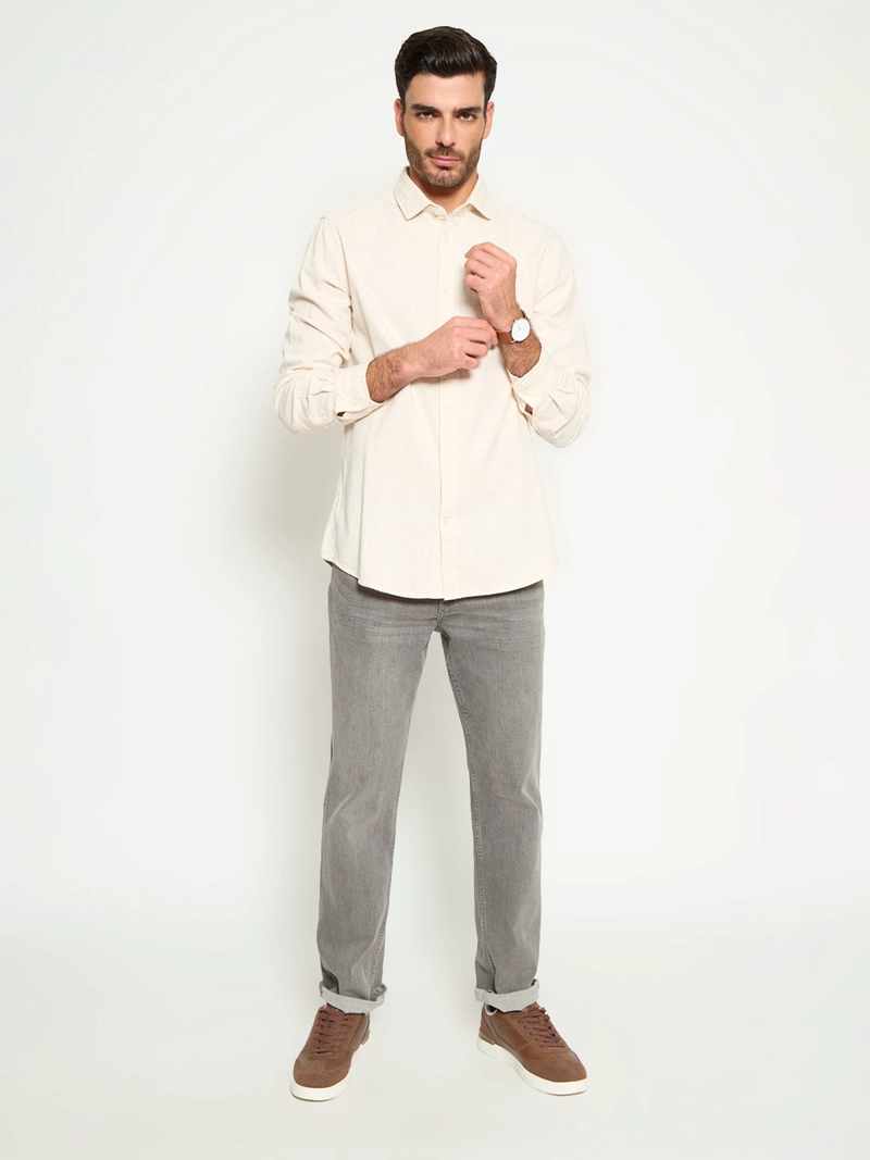 CAMISA HOMBRE CACHAREL ALGODÓN MANGA LARGA FRANELA LÍNEAS - 4