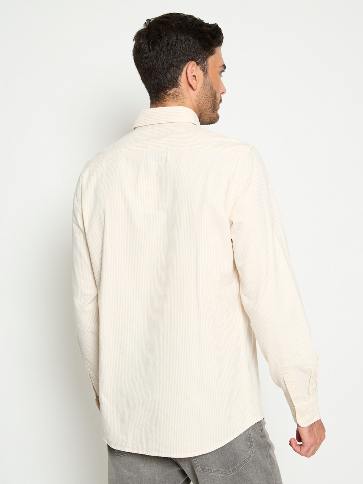 CAMISA HOMBRE CACHAREL ALGODÓN MANGA LARGA FRANELA LÍNEAS - 2
