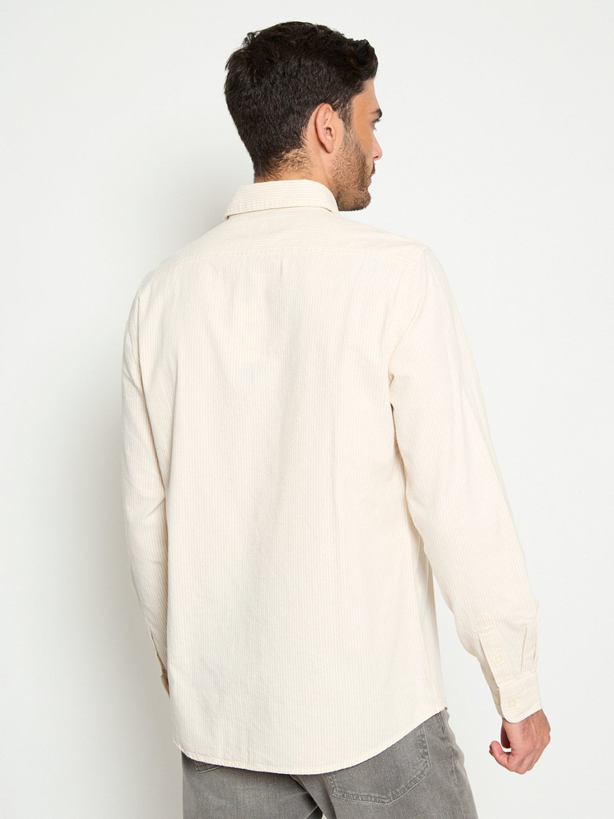CAMISA HOMBRE CACHAREL ALGODÓN MANGA LARGA FRANELA LÍNEAS - 2