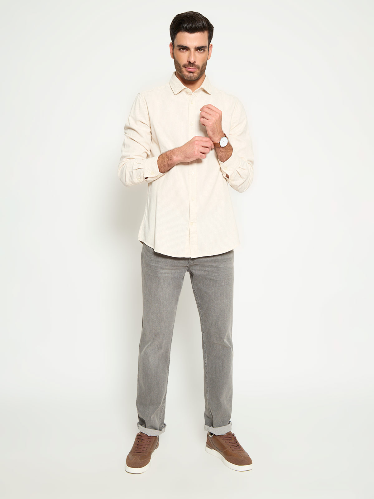 CAMISA HOMBRE CACHAREL ALGODÓN MANGA LARGA FRANELA LÍNEAS - 4