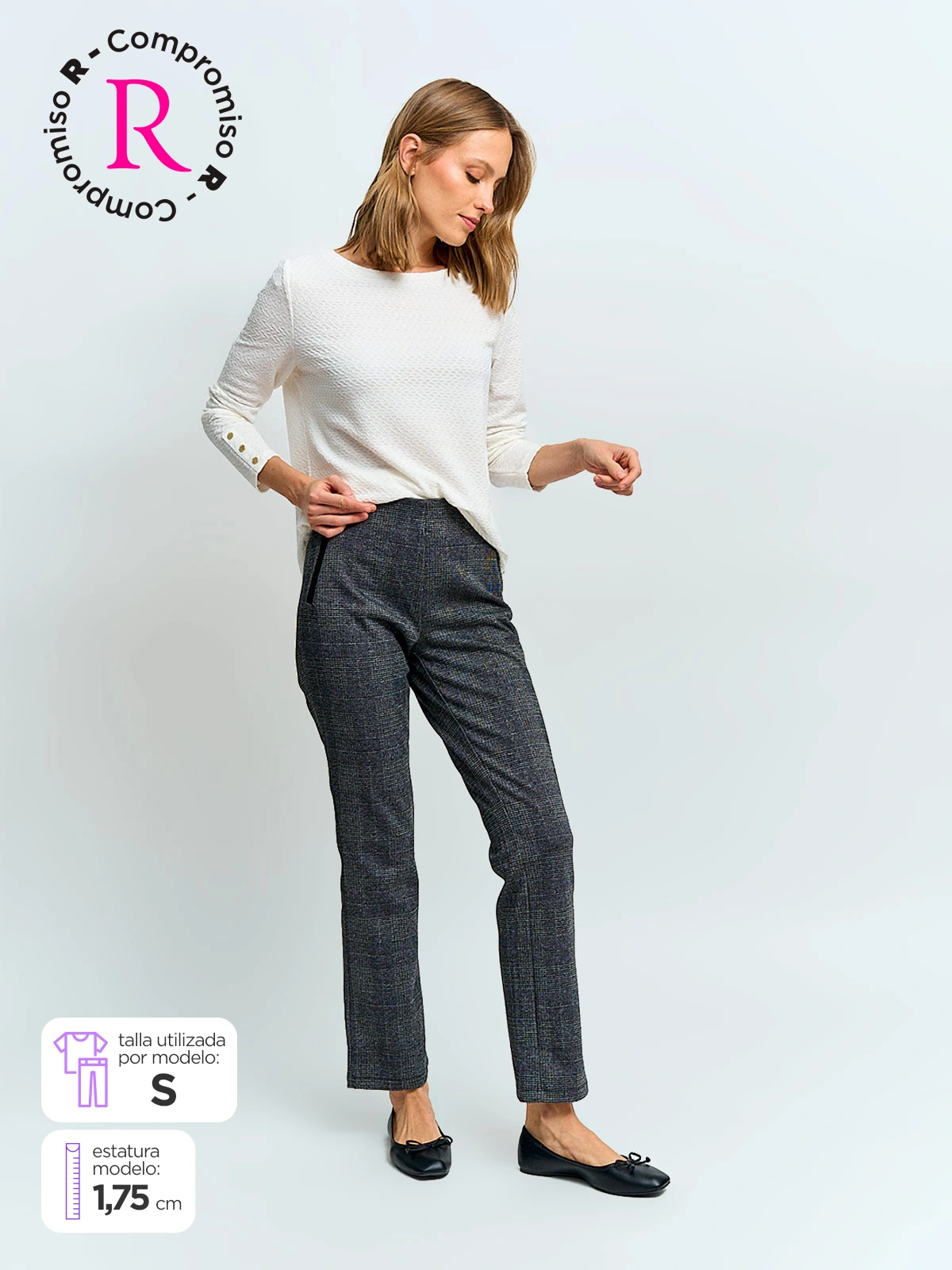 PANTALÓN MUJER CACHAREL TIPO CALZA RECTO - 1