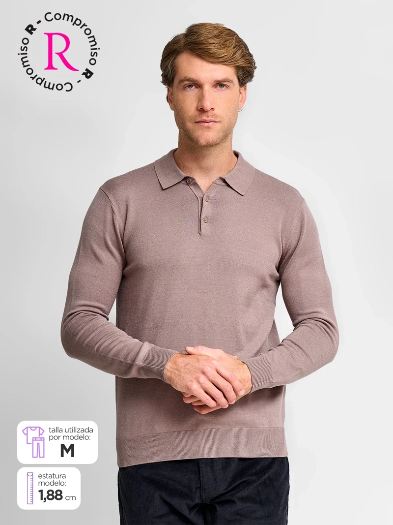 SWEATER HOMBRE CACHAREL CUELLO POLO BOTONES - 1