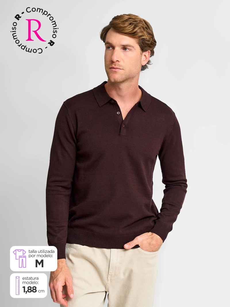 SWEATER HOMBRE CACHAREL CUELLO POLO BOTONES - 1