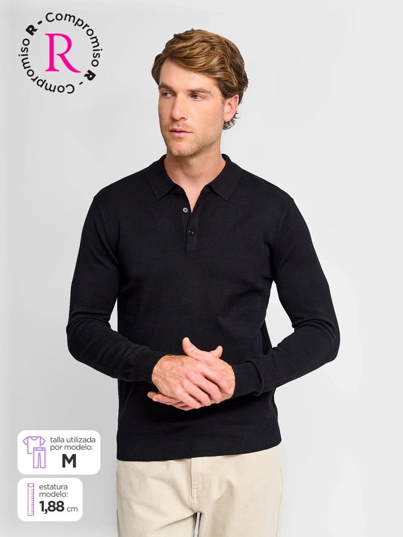 SWEATER HOMBRE CACHAREL CUELLO POLO BOTONES - 1