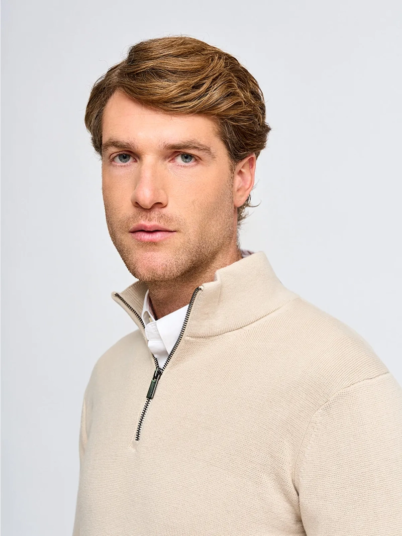 SWEATER HOMBRE CACHAREL ALGODÓN HALF ZIPPER TEXTURA - 3