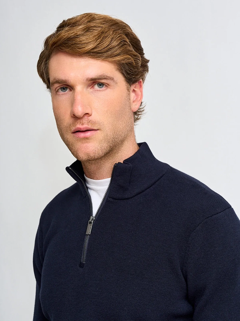 SWEATER HOMBRE CACHAREL ALGODÓN HALF ZIPPER TEXTURA - 3