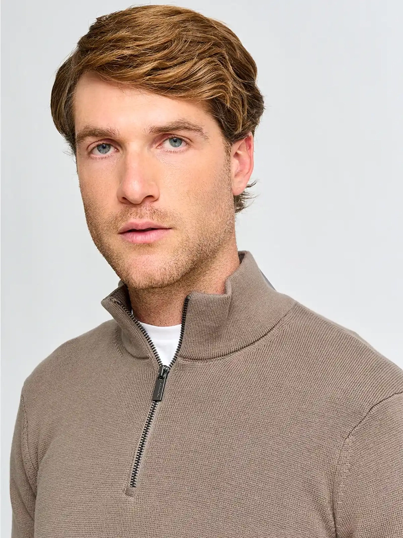 SWEATER HOMBRE CACHAREL ALGODÓN HALF ZIPPER TEXTURA - 3