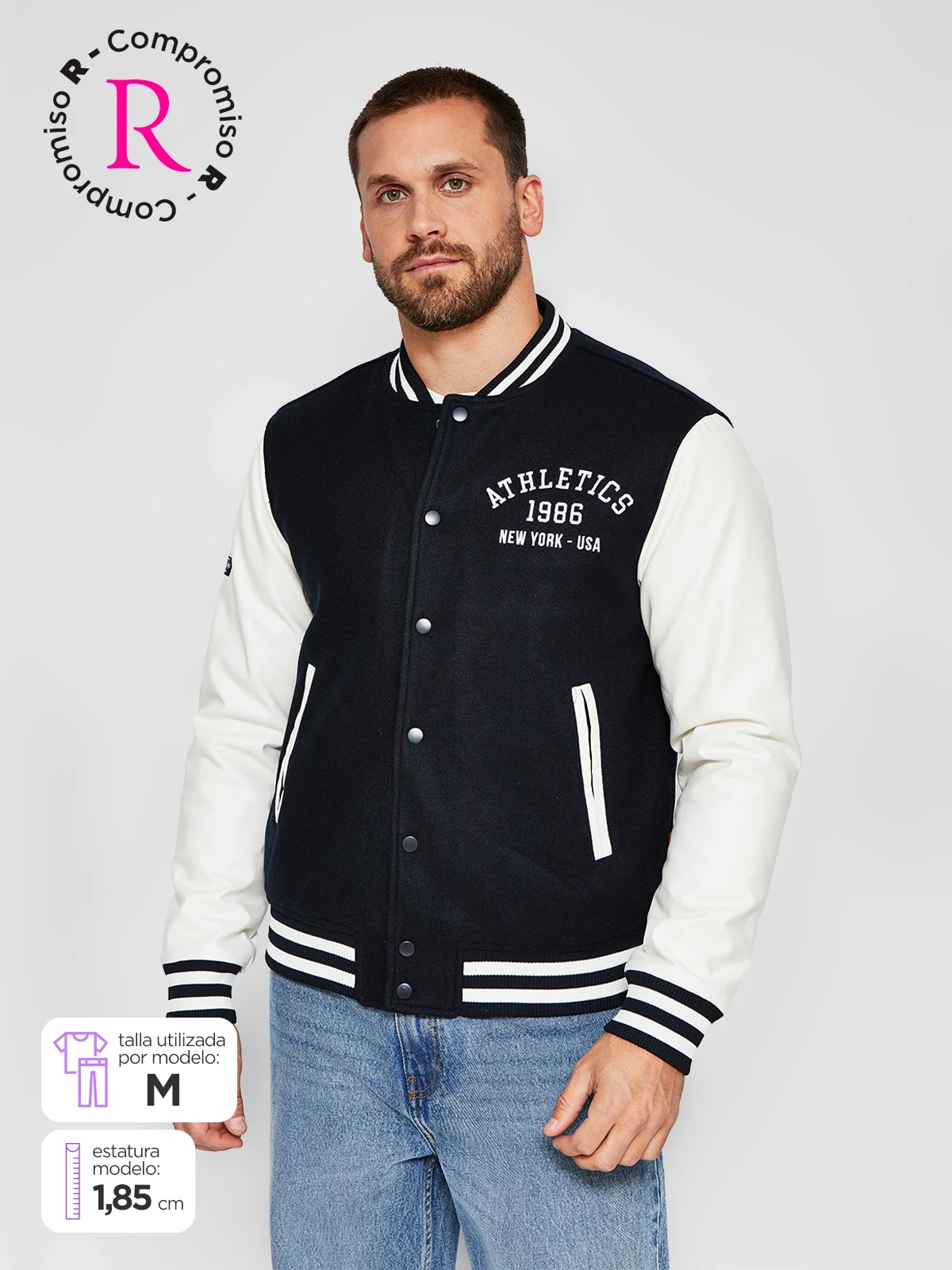 CHAQUETA HOMBRE ROBERT LEWIS MANGAS ECOCUERO - 1