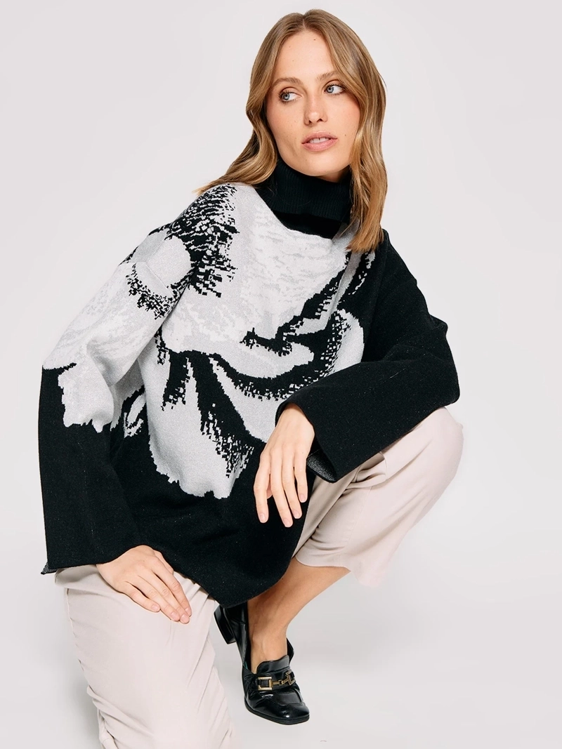 SWEATER MUJER CACHAREL CUELLO BEATLE MANGA LARGA - 4
