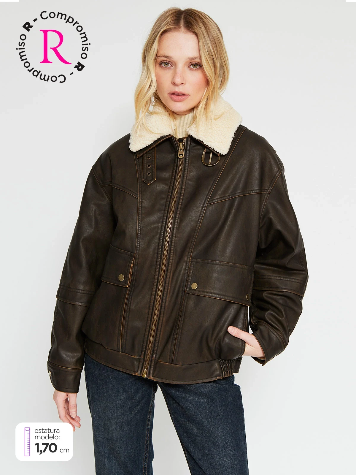 CHAQUETA MUJER INDEX BOMBER EFECTO PIEL - 1