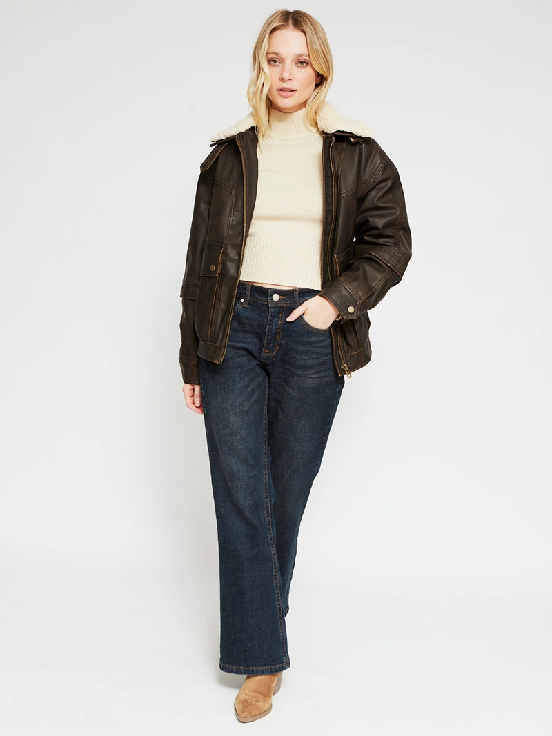 CHAQUETA MUJER INDEX BOMBER EFECTO PIEL - 4