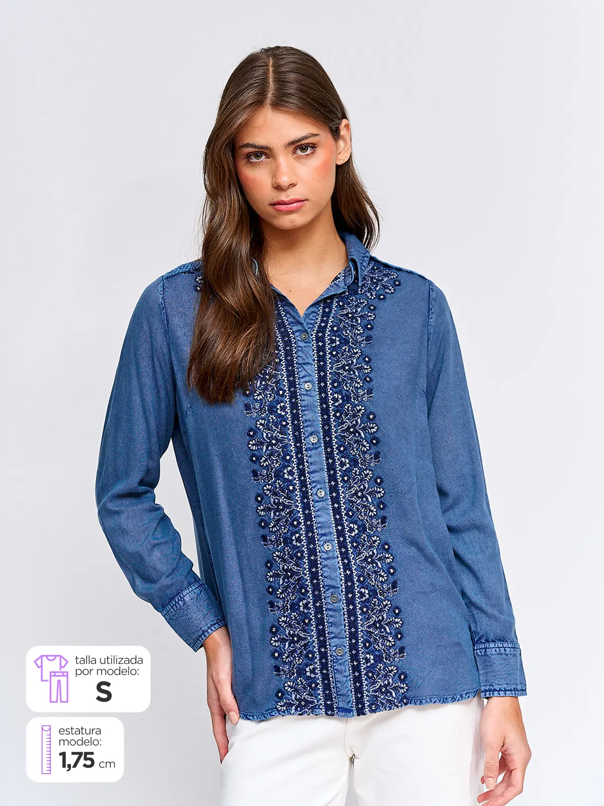 BLUSA MUJER TATIENNE MANGA LARGA BORDADO TACHAS - 1