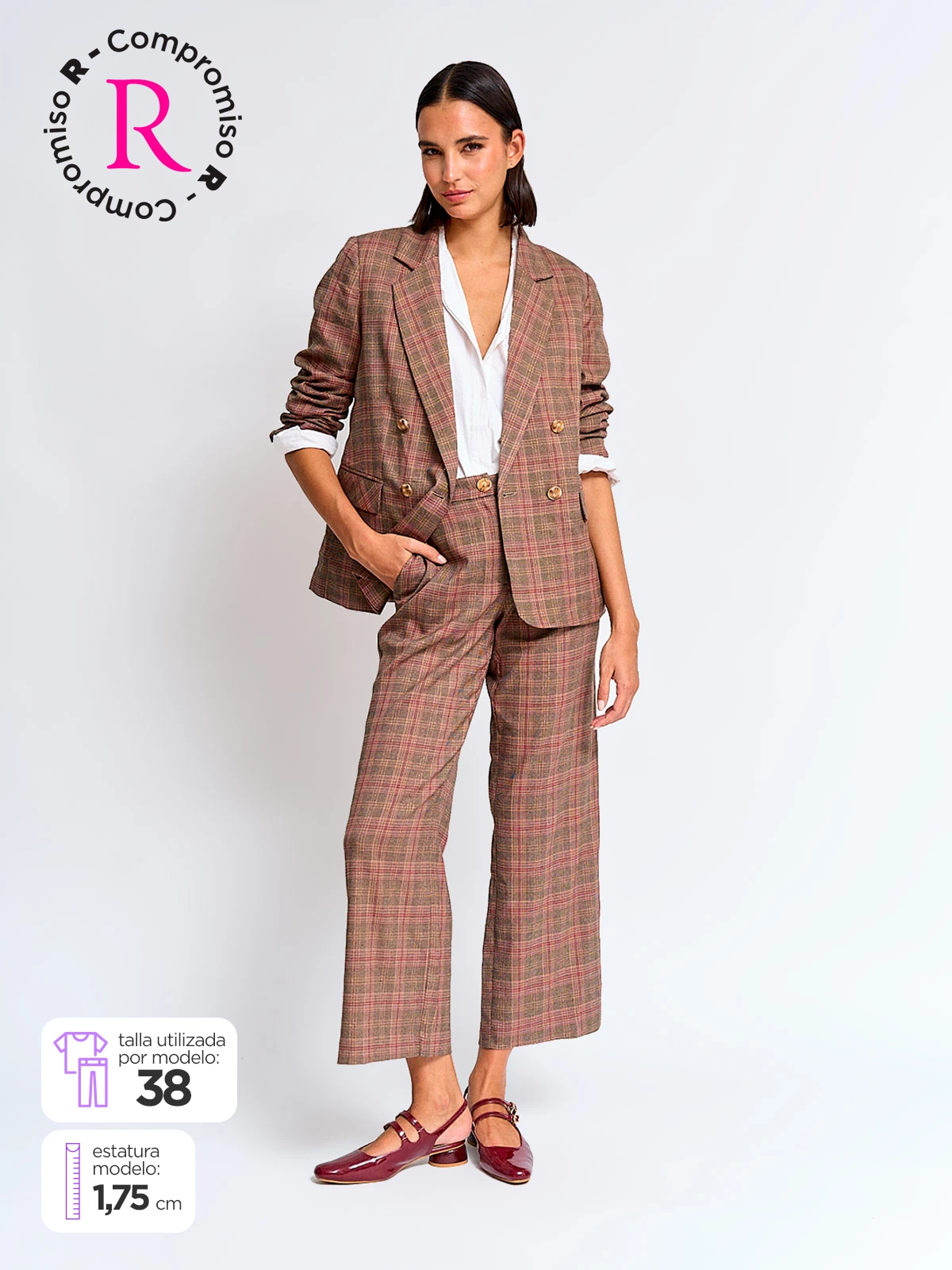 PANTALÓN MUJER CACHAREL FORMAL PIERNA ANCHA - 1