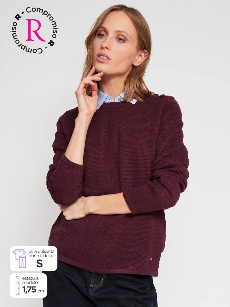 SWEATER MUJER CACHAREL CUELLO REDONDO MANGA LARGA PERLAS - 1