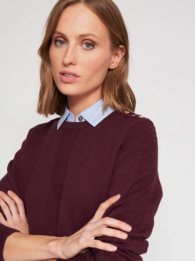 SWEATER MUJER CACHAREL CUELLO REDONDO MANGA LARGA PERLAS - 4