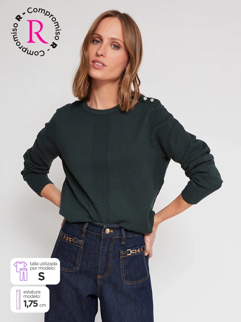 SWEATER MUJER CACHAREL CUELLO REDONDO MANGA LARGA PERLAS - 1