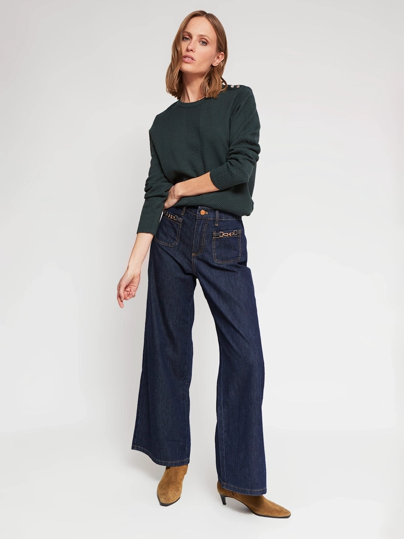 SWEATER MUJER CACHAREL CUELLO REDONDO MANGA LARGA PERLAS - 5
