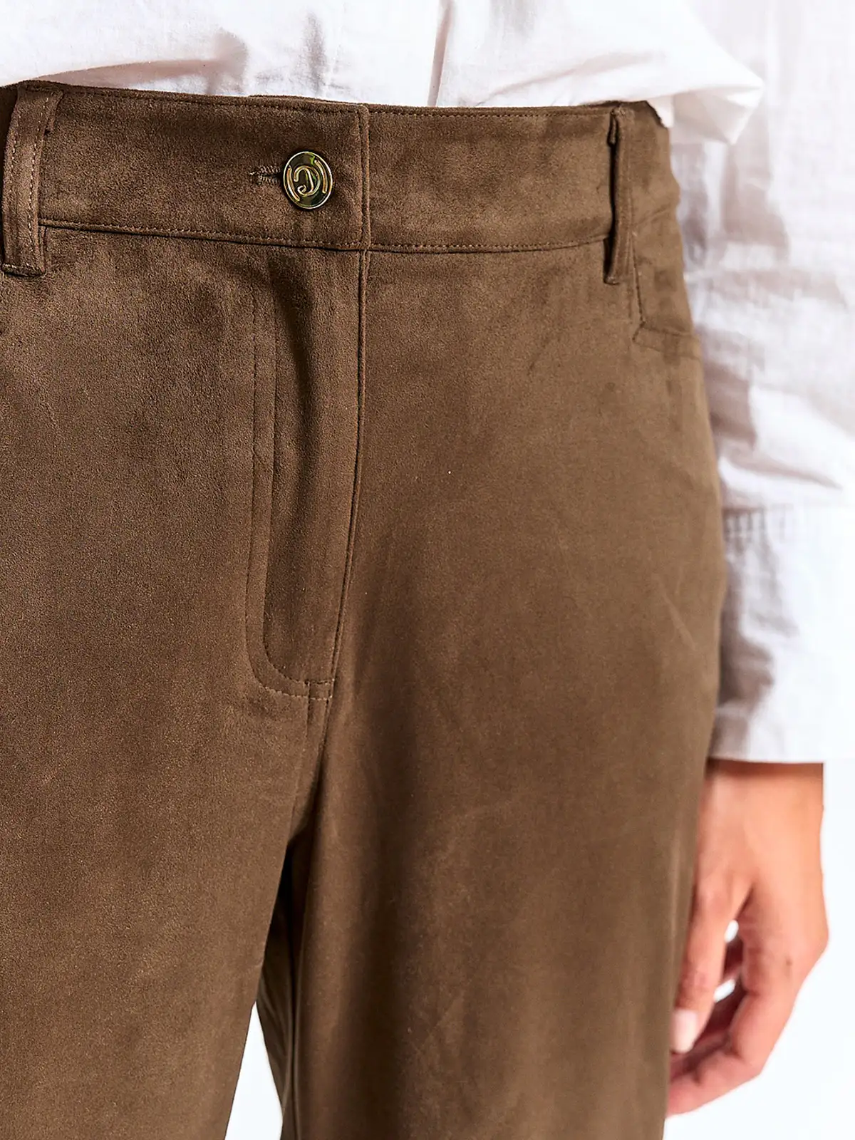 PANTALÓN MUJER CACHAREL RECTO TIPO SUEDE - 4