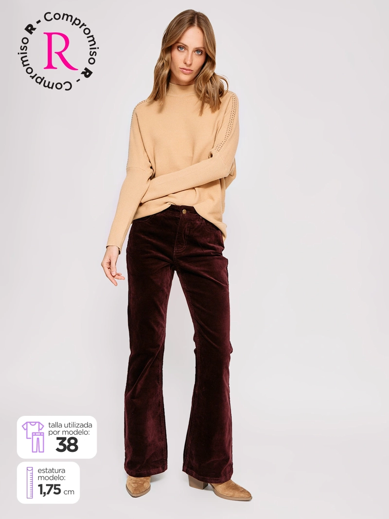 PANTALÓN MUJER TATIENNE ALGODÓN FLARE EFECTO TERCIOPELO - 1