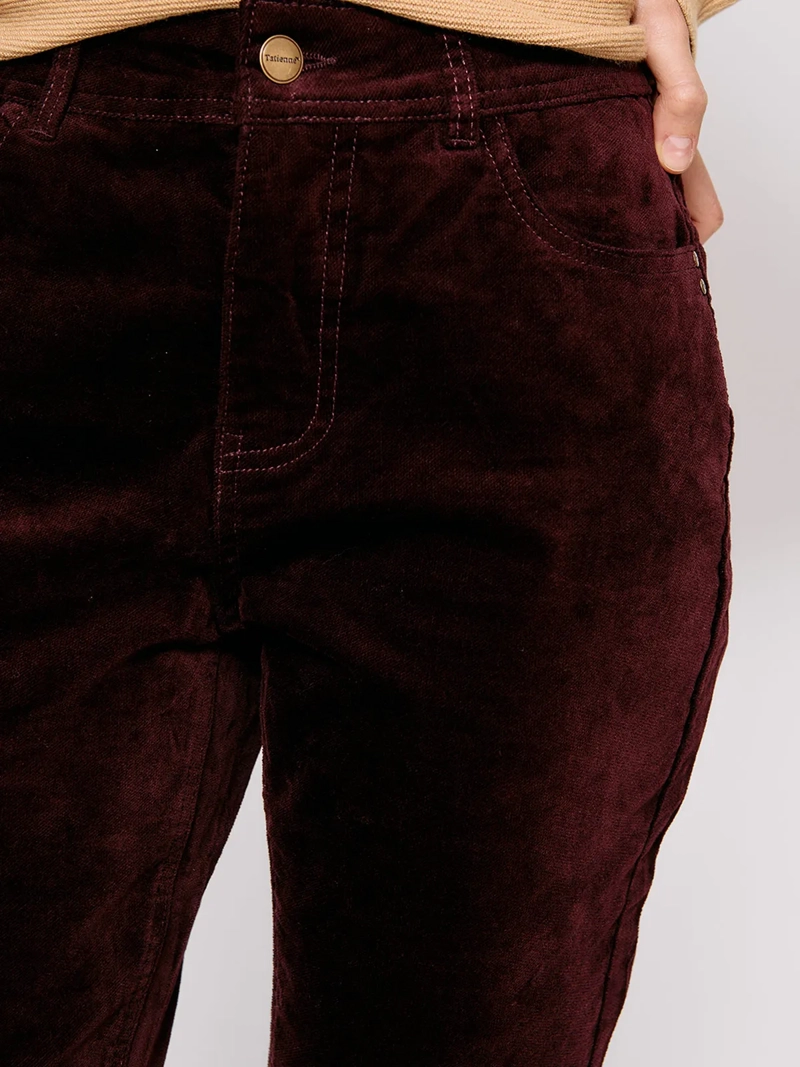 PANTALÓN MUJER TATIENNE ALGODÓN FLARE EFECTO TERCIOPELO - 4