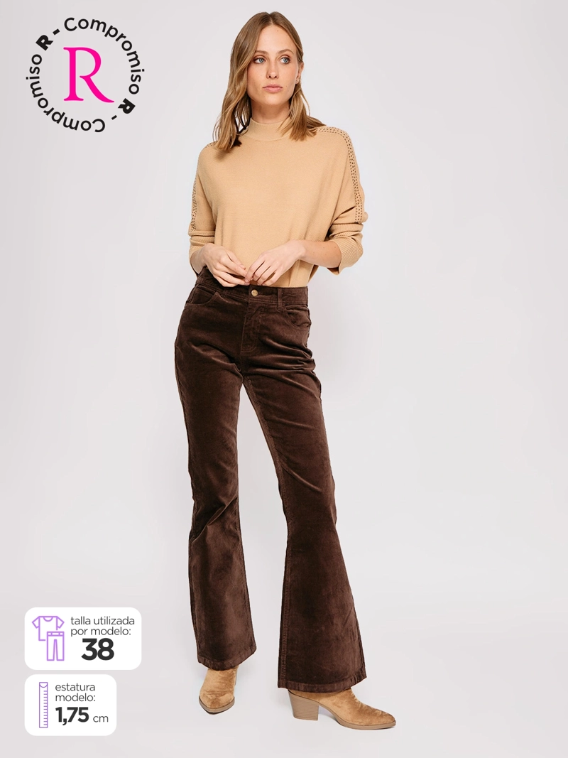 PANTALÓN MUJER TATIENNE ALGODÓN FLARE EFECTO TERCIOPELO