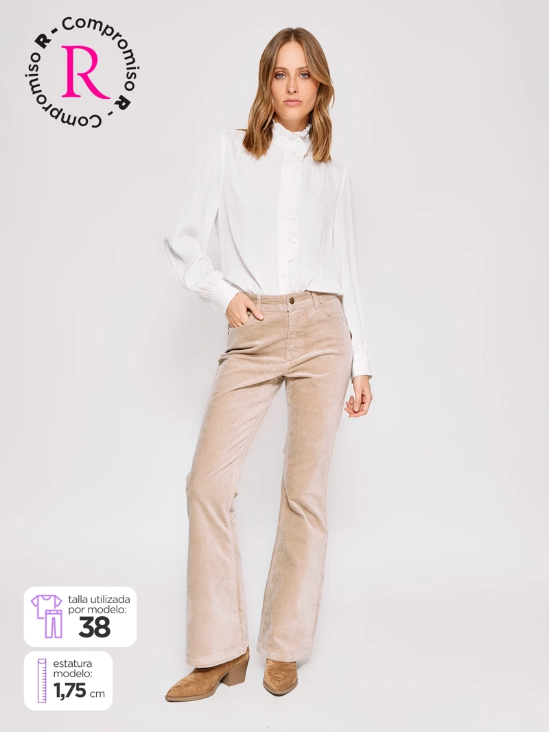 PANTALÓN MUJER TATIENNE ALGODÓN FLARE EFECTO TERCIOPELO - 1