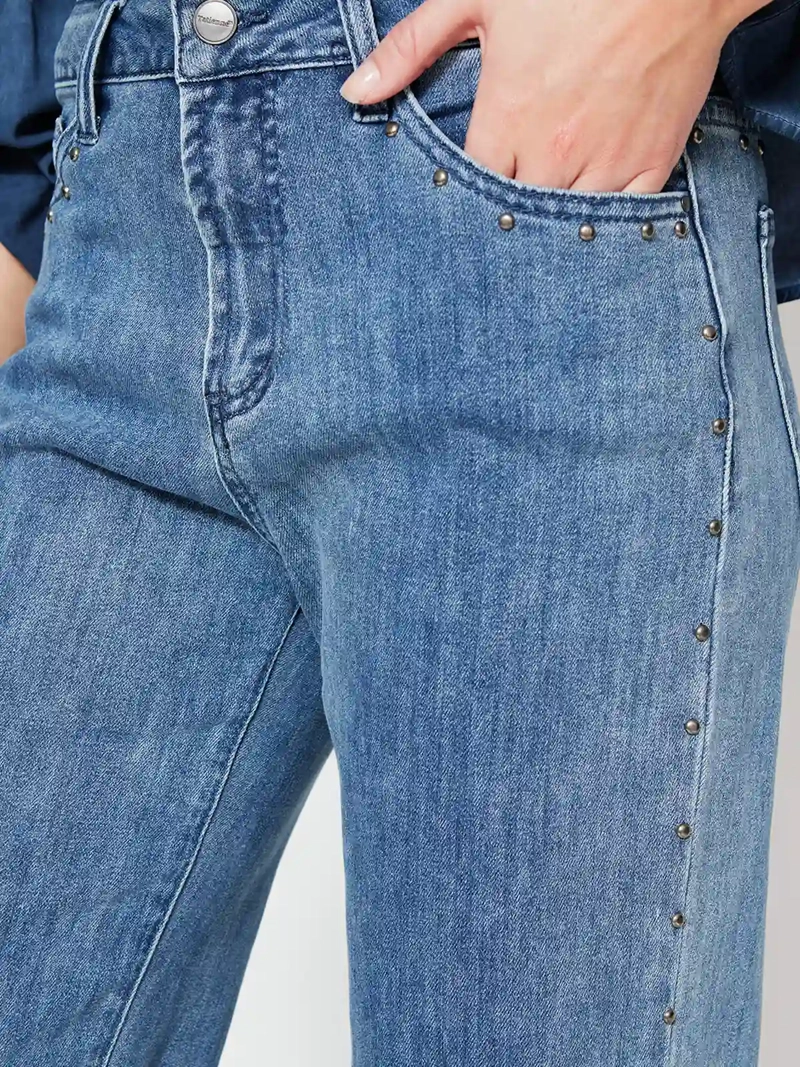 JEANS MUJER TATIENNE ALGODÓN RECTO TACHAS - 4