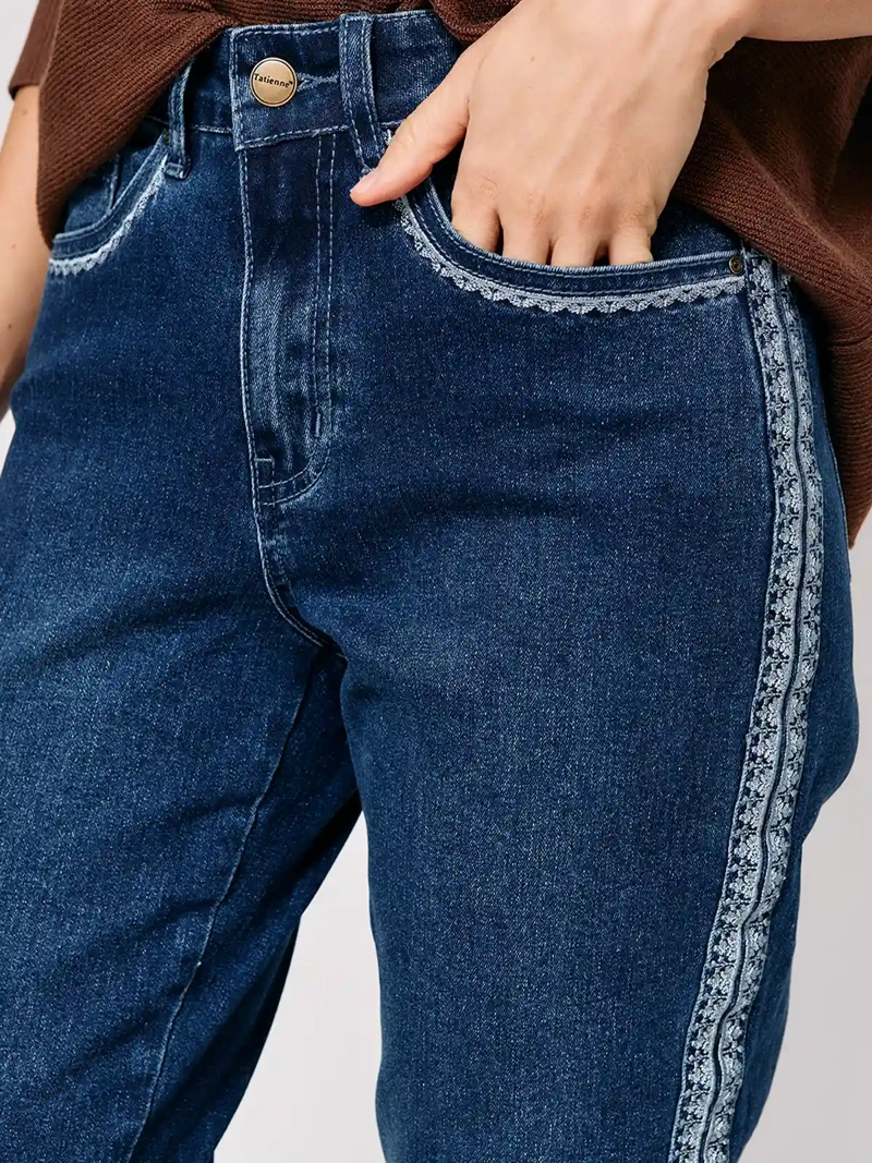 JEANS MUJER TATIENNE ALGODÓN RECTO BORDADO - 4