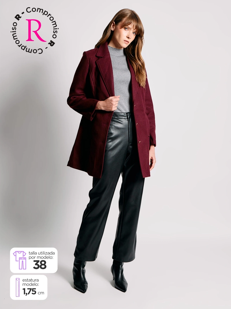 PANTALÓN MUJER CACHAREL RECTO TIPO CUERO - 1