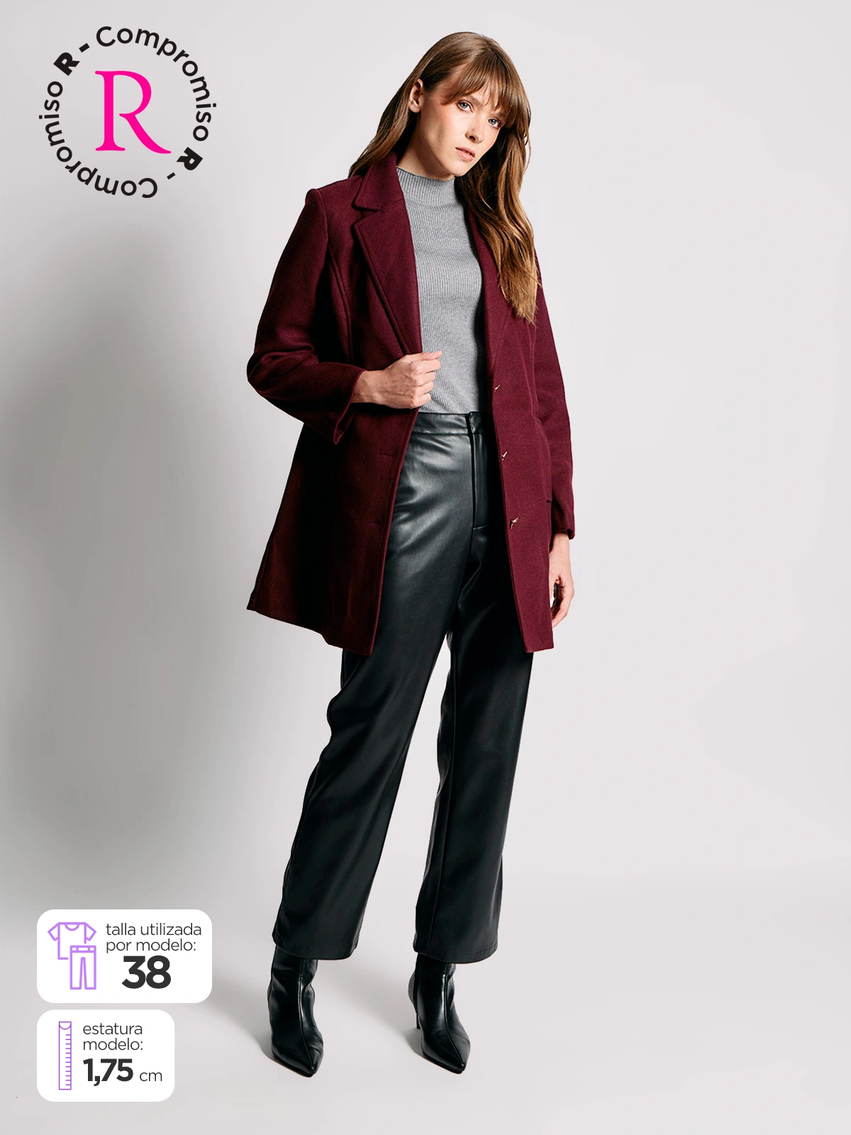 PANTALÓN MUJER CACHAREL RECTO TIPO CUERO - 1
