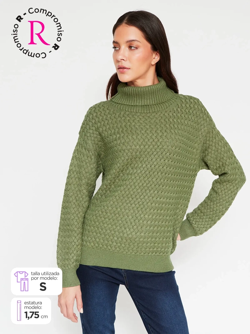 SWEATER MUJER AZIZ PUNTO ARROZ - 1