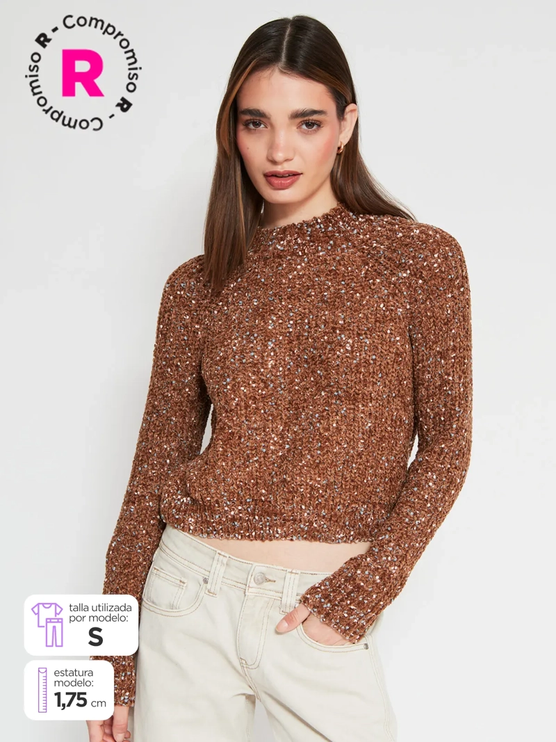 SWEATER MUJER INDEX CHENILLE MANGA LARGA - 1