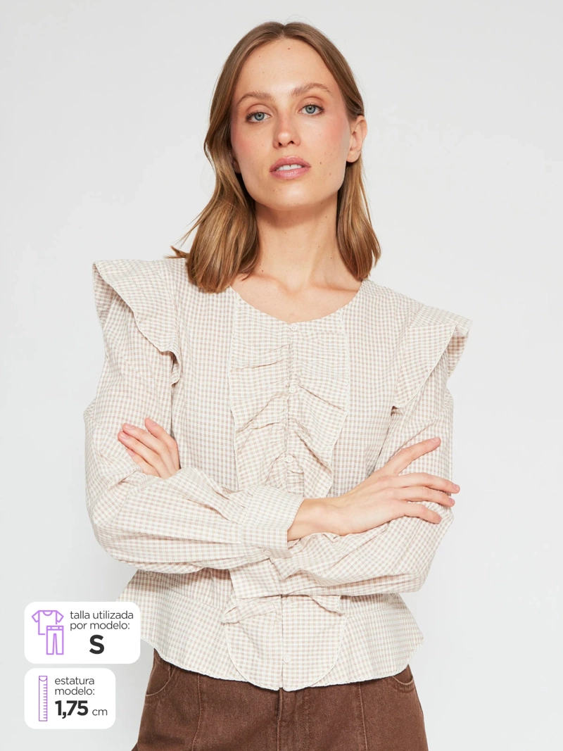 BLUSA MUJER TATIENNE ALGODÓN CAMISERA RUFFLES - 1