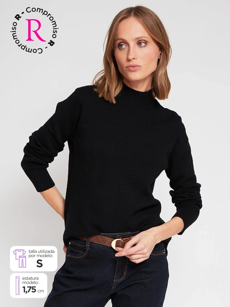 SWEATER MUJER CACHAREL CUELLO MOCK MANGA LARGA - 1