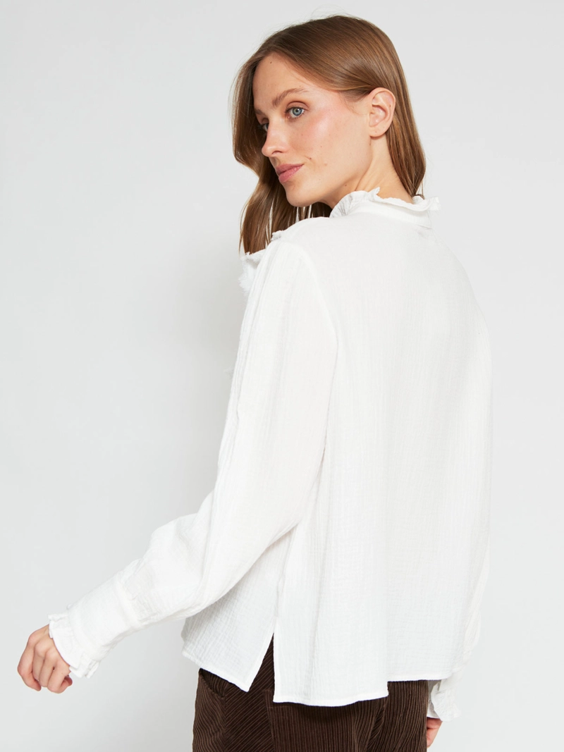 BLUSA MUJER TATIENNE ALGODÓN PLAQUET Y RUFFLES - 2