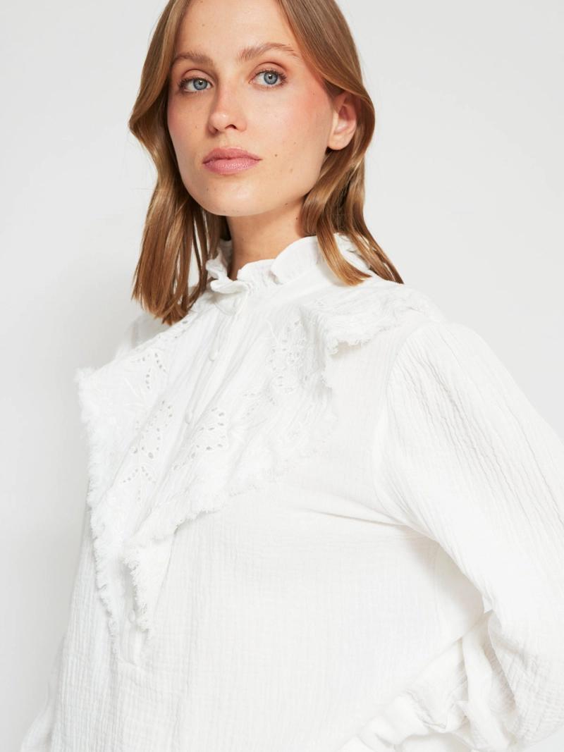BLUSA MUJER TATIENNE ALGODÓN PLAQUET Y RUFFLES - 3