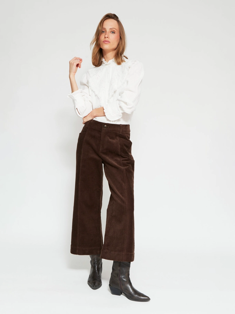 BLUSA MUJER TATIENNE ALGODÓN PLAQUET Y RUFFLES - 4