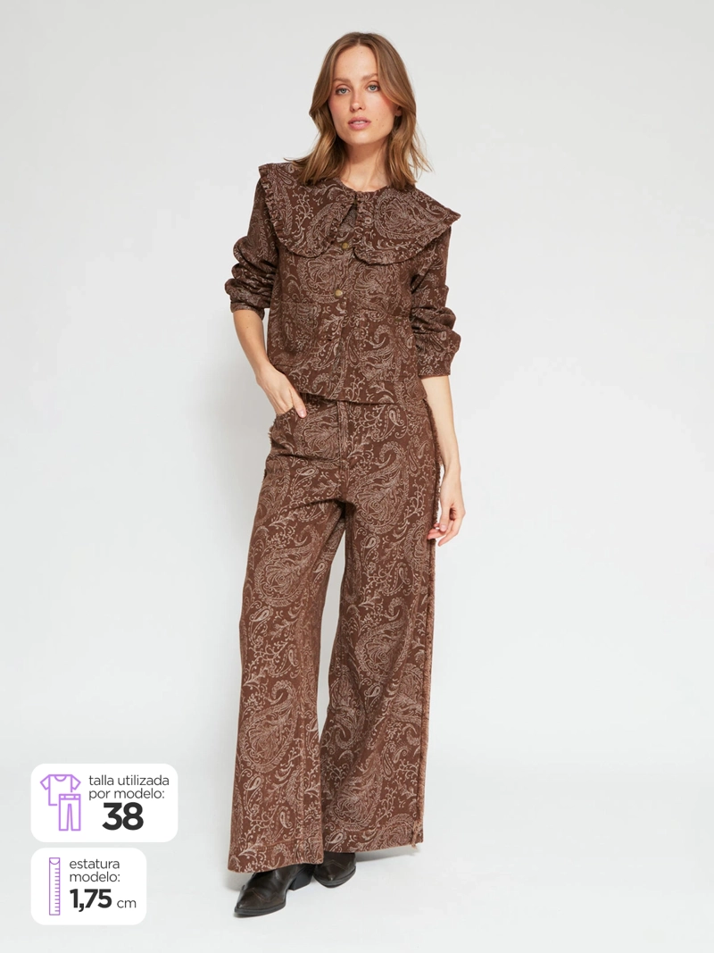JEANS MUJER TATIENNE ALGODÓN WIDE LEG DESFLECADO - 1