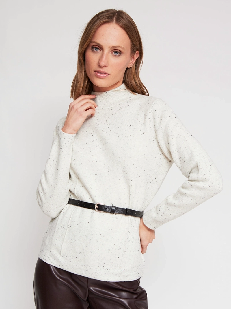 CARDIGAN MUJER CACHAREL LANA CUELLO ALTO - 2