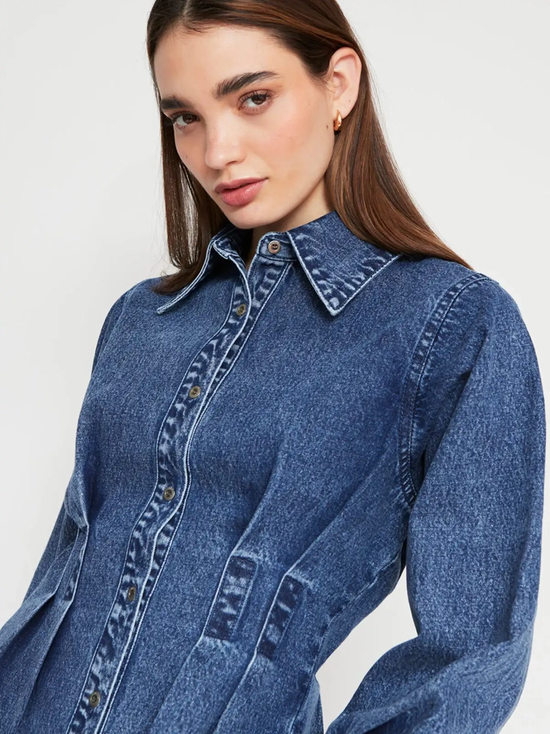 BLUSA MUJER BARBADOS ALGODÓN DENIM PINZAS - 3