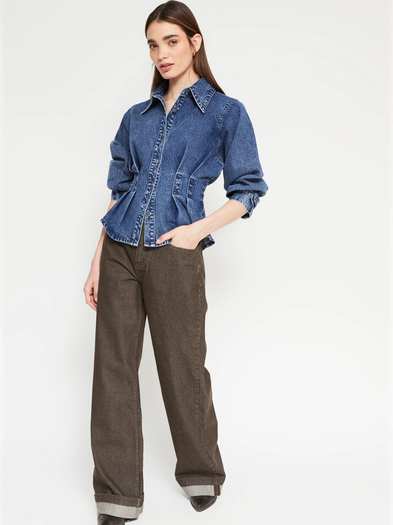 BLUSA MUJER BARBADOS ALGODÓN DENIM PINZAS - 4