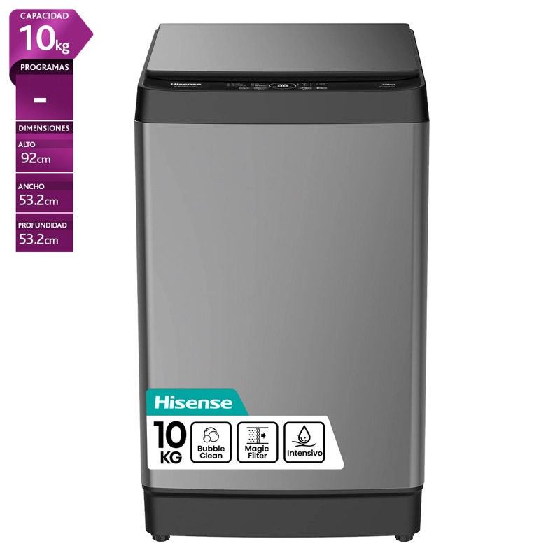 LAVADORA CARGA SUPERIOR HISENSE WT3K1023UT 10KG GRAFITO - 1