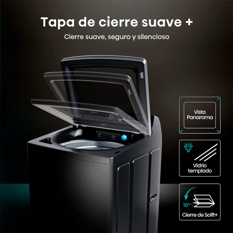 LAVADORA CARGA SUPERIOR HISENSE WT5I2323DB 23KG NEGRO - 6