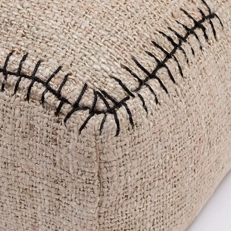 PUFF MAISON LINETT FRANJA NEGRA 50X50 CM BEIGE - 5