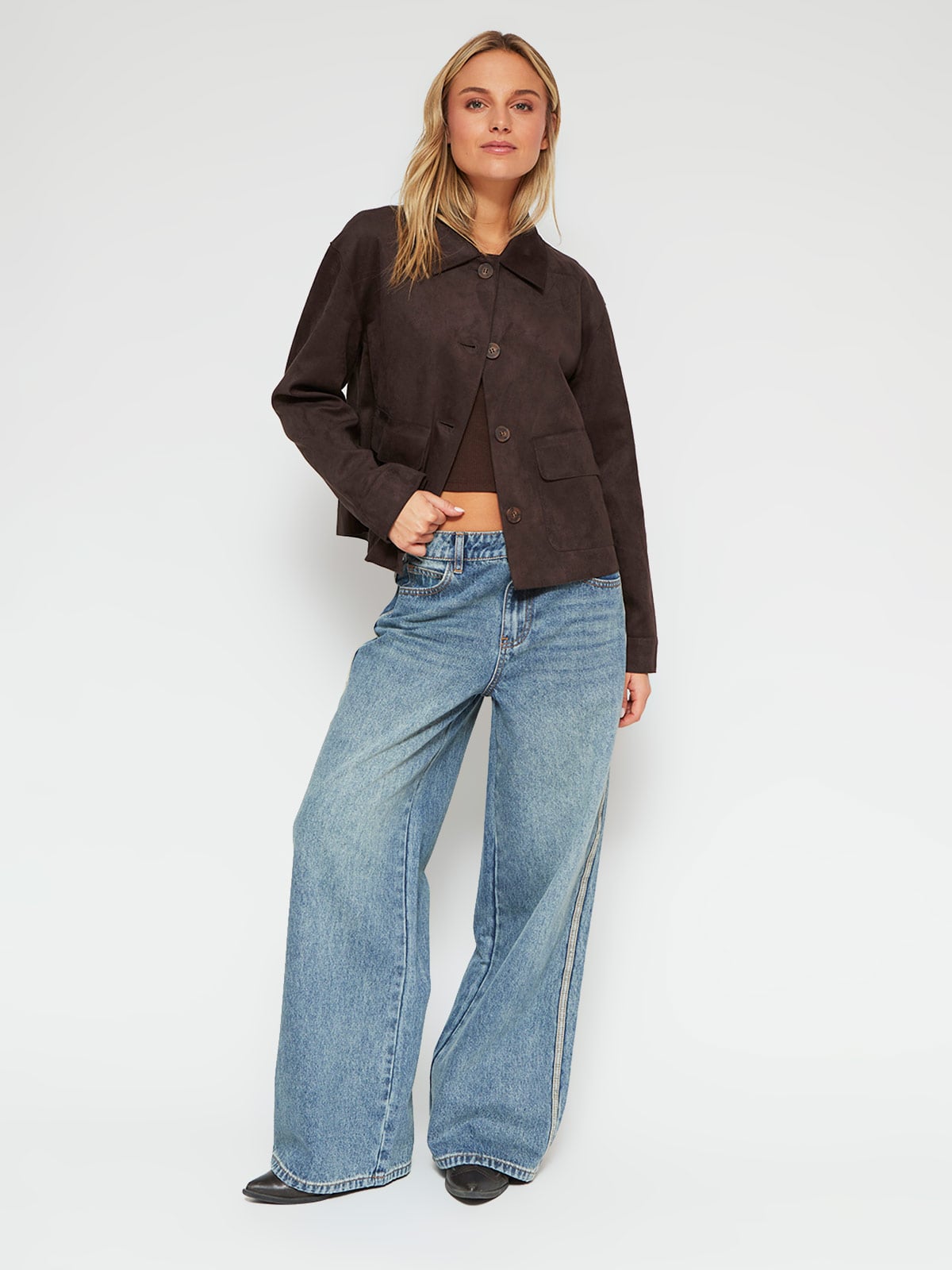 CHAQUETA MUJER INDEX CORTA EFECTO PIEL GAMUZA - 4