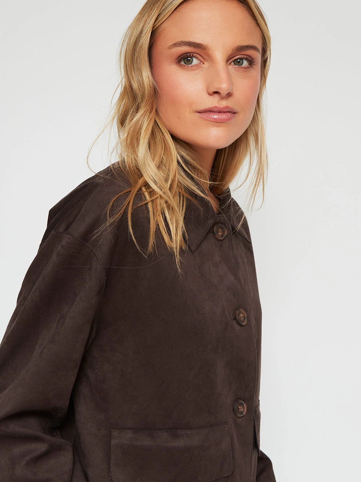 CHAQUETA MUJER INDEX CORTA EFECTO PIEL GAMUZA - 3