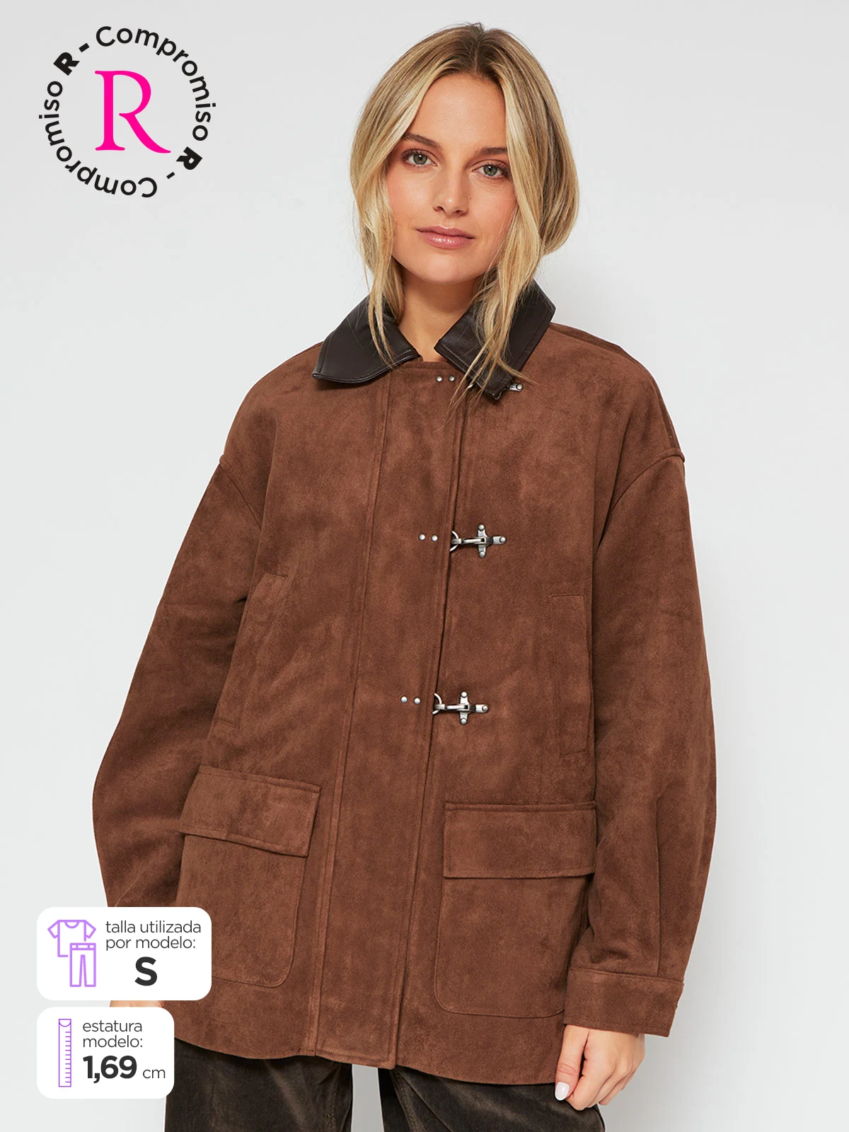 CHAQUETA MUJER INDEX CORTA EFECTO PIEL GAMUZA - 1